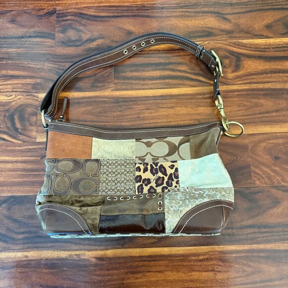 Y2K Coach 12842 Signature & Animal Print Patchwork Shoulder Bag - Picture 1 of 9